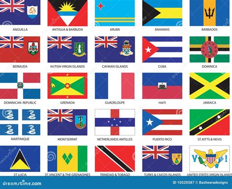 Complete Set Of 25 Caribbean Flags Royalty Free Stock Photography ...