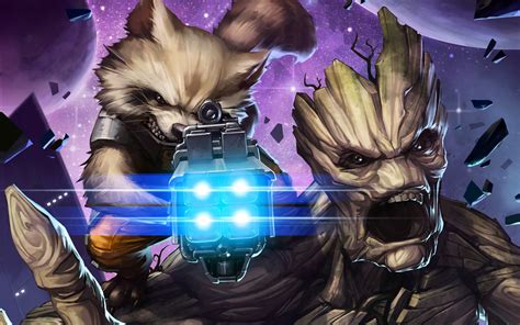 Groot And Rocket Wallpaper