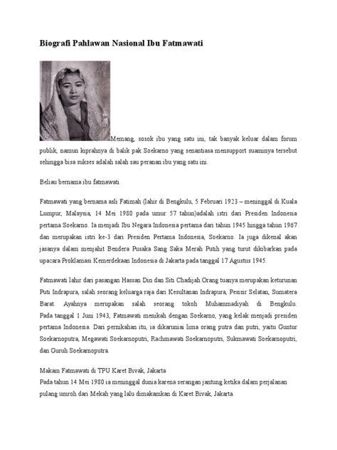 Biografi Pahlawan Nasional Ibu Fatmawati | PDF