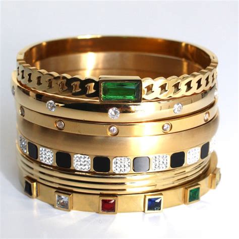 Stainless Steel Bangles | A Gold Bead