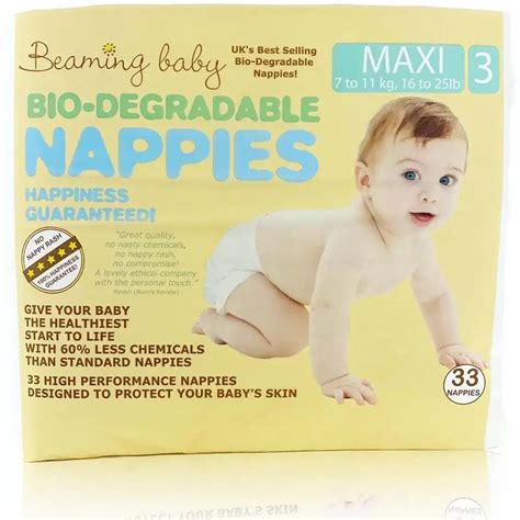 Beaming Baby Biodegradable Nappies - Maxi - Size 3 - Pack of 34 - Beaming Baby