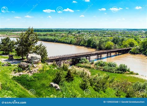 The Bridge Over the Kuban River, Ust Labinsk, Russia Stock Photo - Image of landscape, region ...