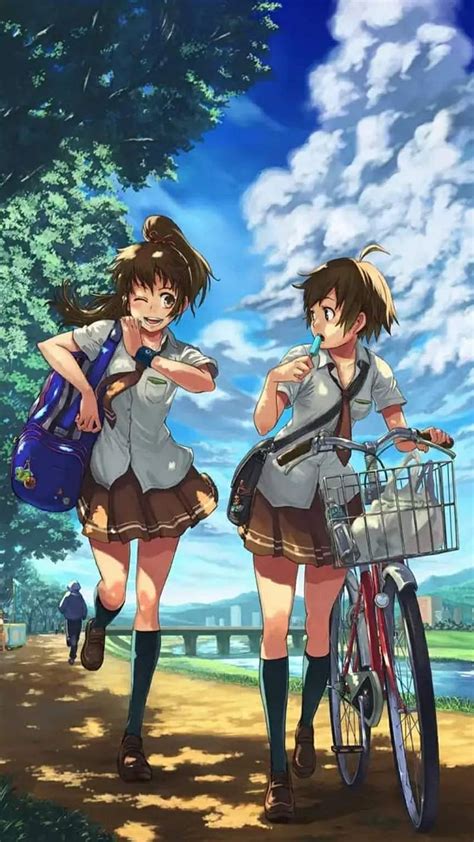 720P free download | School Friends Walking, school friends, walking, animation, clouds ...