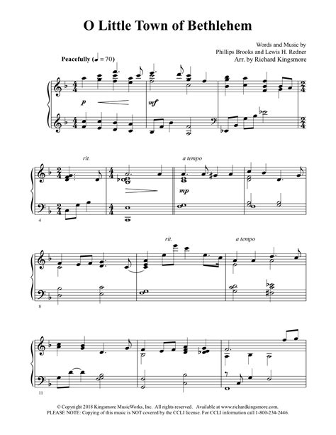 O Little Town of Bethlehem Solo Piano Sheet Music by Richard Kingsmore ...