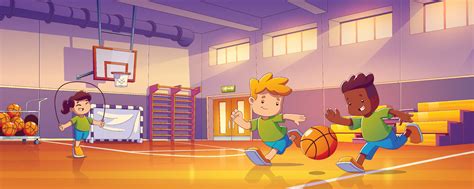 School kids in sportswear exercising in gym 16265862 Vector Art at Vecteezy