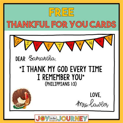 Free Thankful For You Cards