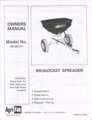 Agri-Fab Spreader 45-02111 Owner's Manual | Manualzz