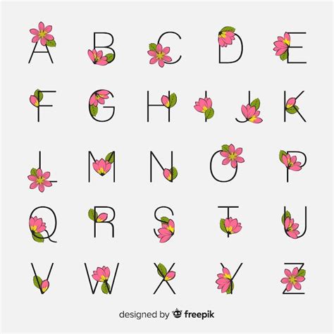 Free Vector | Flat floral alphabet