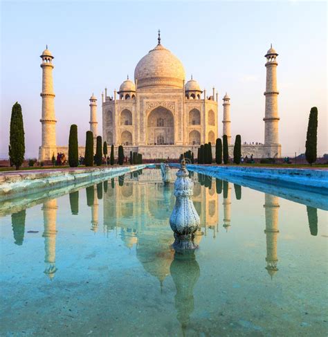 Taj Mahal in Sunrise Light, Agra, India Stock Photo - Image of ...