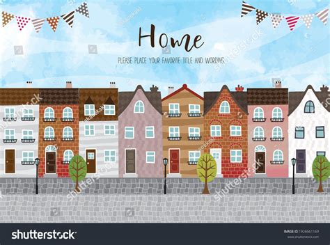 European Handwritten Cityscape Background Material Stock Vector ...