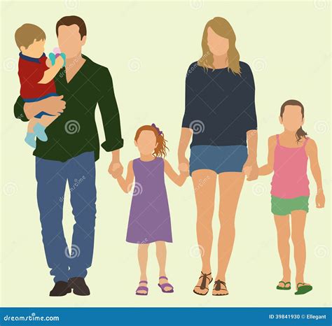 Big Family Of Five People Of Linea. Vector Illustration | CartoonDealer ...