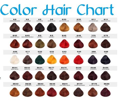 Color Hair Chart | Different hair colors, Hair chart, Hair color