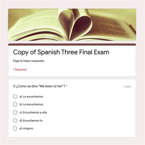 Spanish Three Final Exam Autocorrecting Google Forms and Printable ...