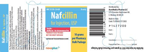 NDC 55150-124 Nafcillin Injection, Powder, For Solution Intravenous