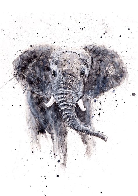 Elephant Canvas print - Hand signed by Syman Kaye - Elephant Wall Art ...