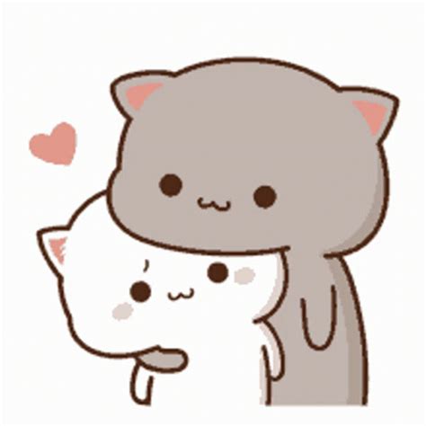 Mochi Mochi Peach Cat Hugs And Hearts GIF | GIFDB.com