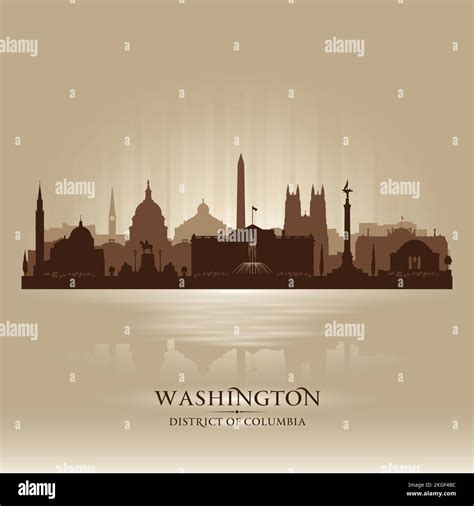 Washington DC city skyline vector silhouette illustration Stock Vector ...