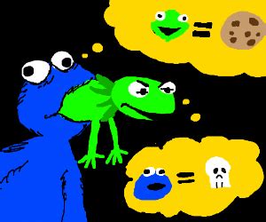 Cookie monster eats Kermit - Drawception