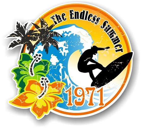 Aged The Endless Summer 1971 Dated Surfing Surfer Design Vinyl Car ...