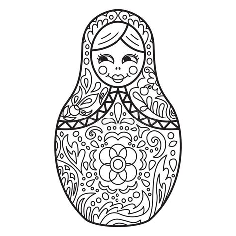 Russian Traditional Nested Doll Matryoshka. Black And White Il Stock ...