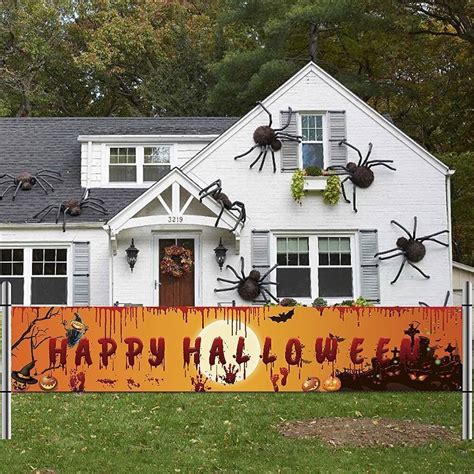 Happy Halloween Banner Party Pull Flag Celebrate Hanging Indoor Outdoor ...