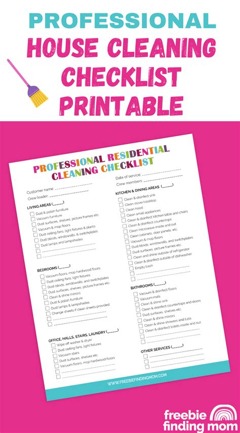 Full House Professional House Cleaning Checklist Printable PDF ...