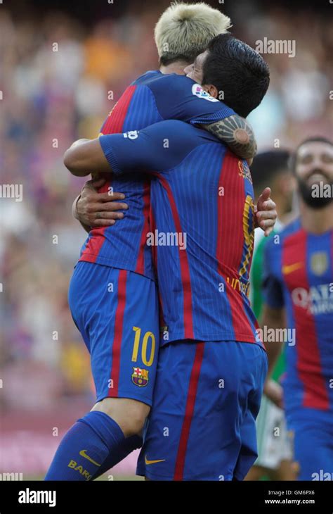 08/20/2016. Camp Nou, Barcelona, Spain. Lionel Messi goal celebration at the match FC Barcelona ...