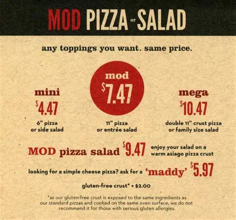 MOD Pizza Menu, Menu for MOD Pizza, Downtown, Seattle - Urbanspoon/Zomato