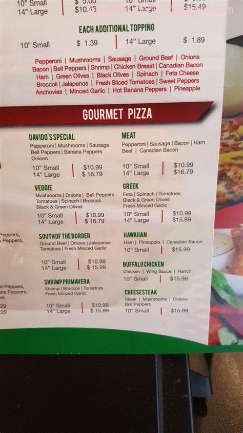 Online Menu of daVidos Pizza & Wings Restaurant, Conyers, Georgia, 30013 - Zmenu