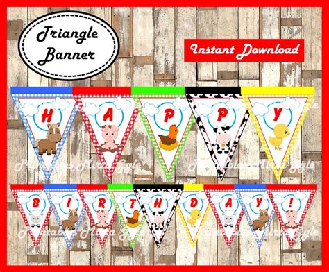 Farm Animals Banner printable Farm party Banner Farm | Etsy