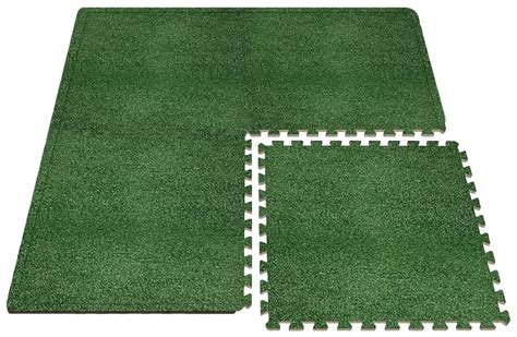 Sorbus Grass Mat Interlocking Floor Tiles – Soft Artificial Grass ...
