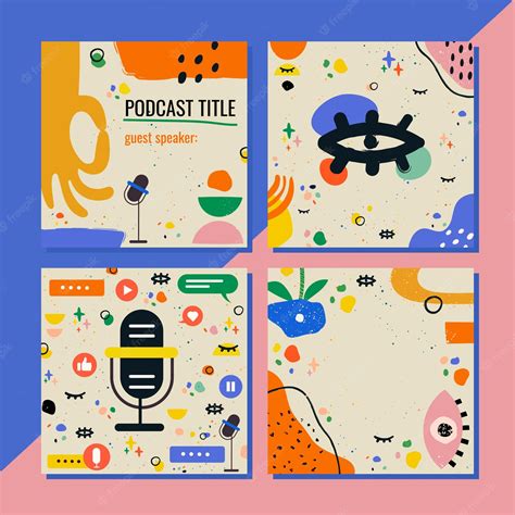 Premium Vector | 4 podcast templates.