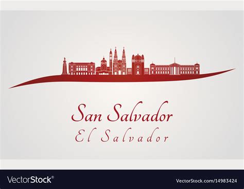 San salvador skyline in red Royalty Free Vector Image