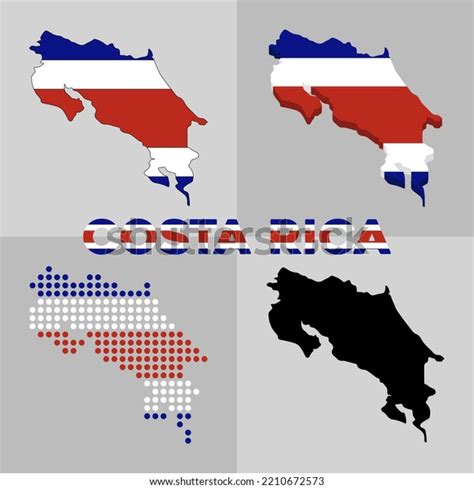 Outline Map Costa Rica Borders Flag Stock Vector (Royalty Free ...