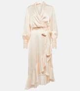 Zimmermann Silk satin wrap midi dress - ShopStyle