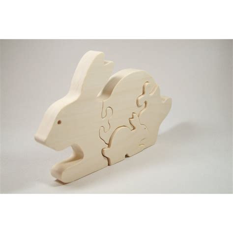 Handmade Wooden Animal Puzzle - Bunny Rabbit - Montessori Toy ...