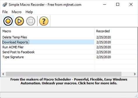 Simple Macro Recorder - a Free Macro Recorder for Windows.