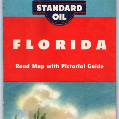 1951 FLORIDA STANDARD Oil of Kentucky Road Map w/ Illustrated Pictorial ...