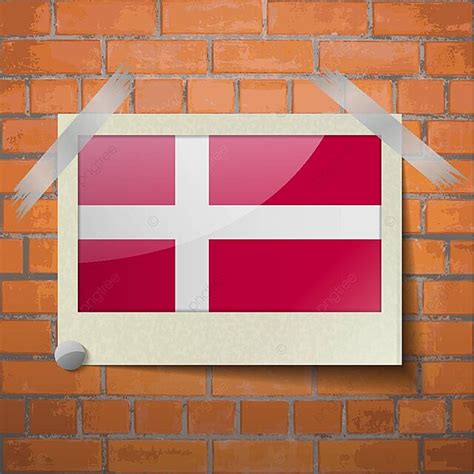 Bendera Denmark Ditempelkan Di Dinding Bata Merah Dengan Scotch Tape ...