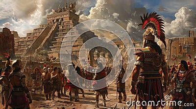 Conquest And Conflict: Dramatic Painting Of Conquistadores And Aztecs Royalty-Free Stock Photo ...