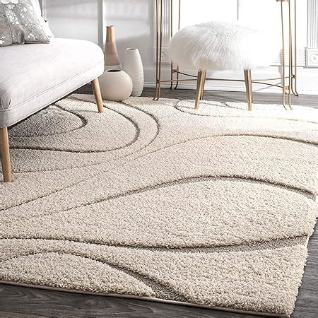 Buy Fcarpet Geometric Modern Shaggy Rug (Beige, Microfiber, 8 X 10 Feet) Online at Low Prices in ...