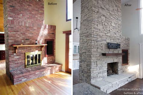 Brick Veneer Fireplace Ideas - Brick Fireplace Gets Stone Veneer ...