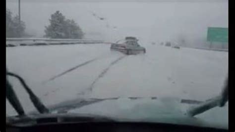 Driver's crazy dashcam video shows car fishtailing through snow | ABC10.com