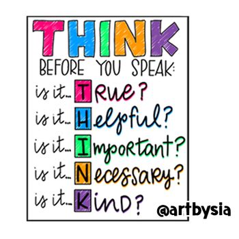 THINK Before You Speak! by Art By Sia | TPT