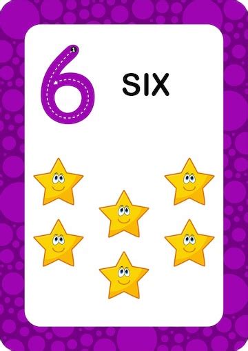 Premium Vector | Numbers Flashcards Number Six Educational math card for children Learn Counting ...