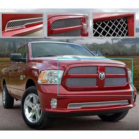 E&G Classics 2013-2015 Dodge Ram 1500 Grille Heavy Mesh Grille Upper Only - Chrome - 1117-010U-13H