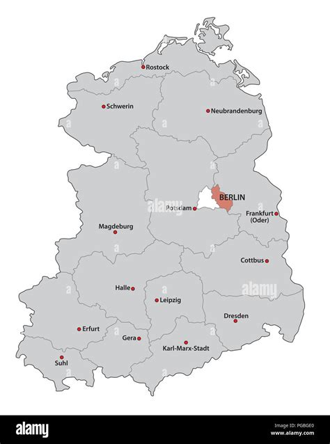 Administrative and political administrative map of the former German Democratic Republic GDR ...