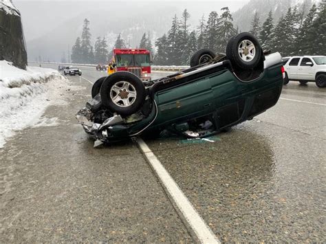 Minor injury after driver flips car on Snoqualmie Pass – KIRO 7 News ...