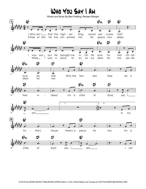 Who You Say I Am Sheet Music | Ben Fielding | Lead Sheet / Fake Book