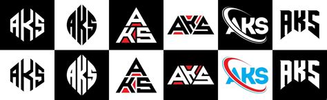 AKS letter logo design in six style. AKS polygon, circle, triangle, hexagon, flat and simple ...